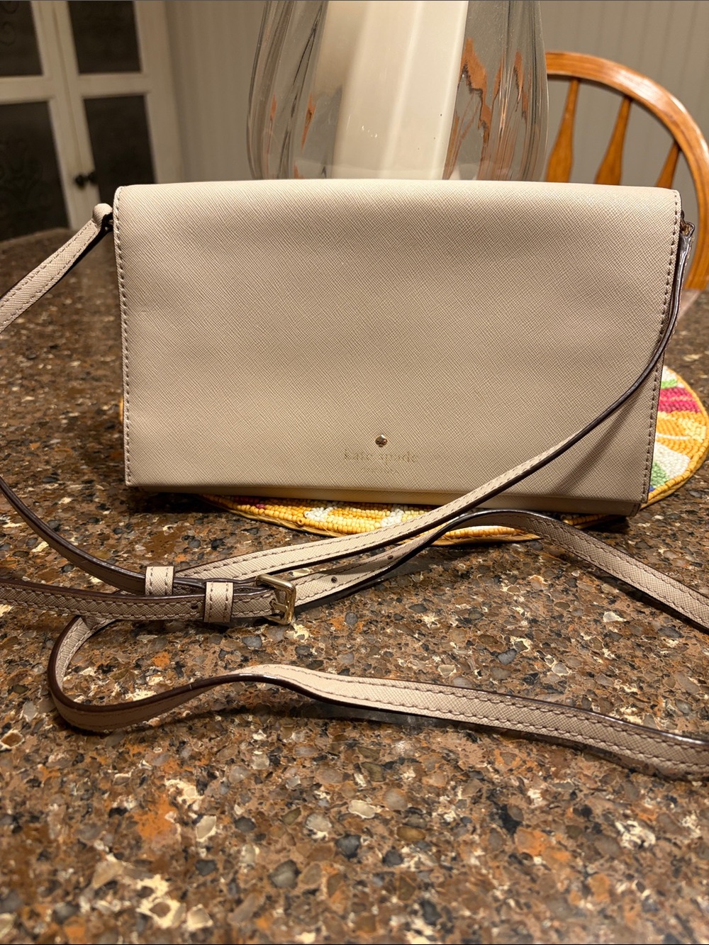 kate spade Cream Saffiano Crossbody Clutch